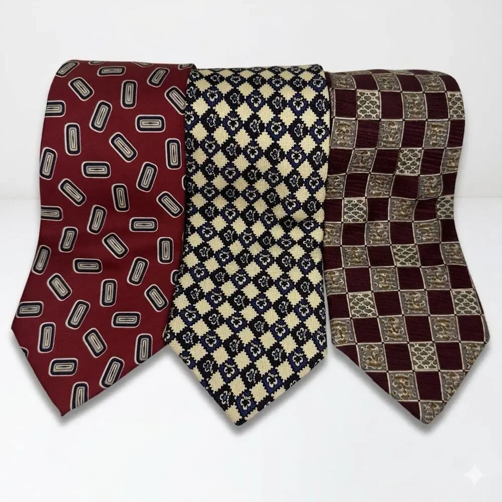 Brooks Brothers 3 Silk Ties Vintage Madder USA Preppy Heritage Geometric